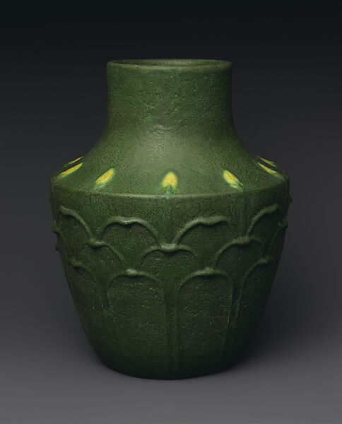 Vase, Grueby Faience Company (1894–ca. 1911), Earthenware, American 