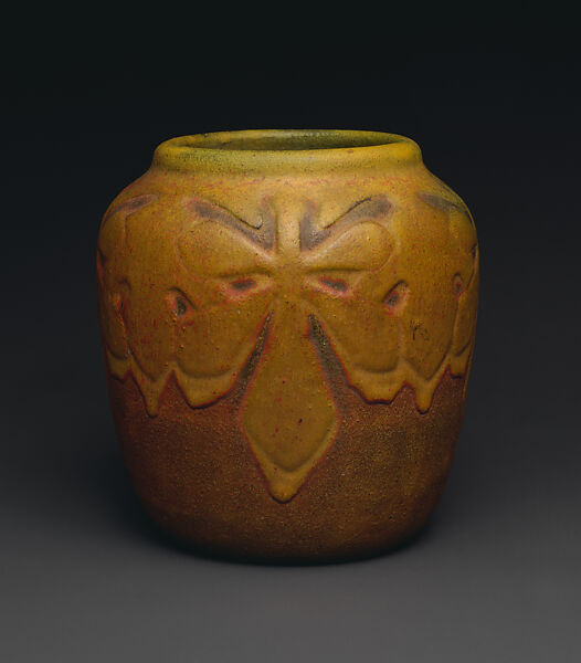 Vase with chestnut leaves, Arthur E. Baggs (1886–1947), Earthenware, American