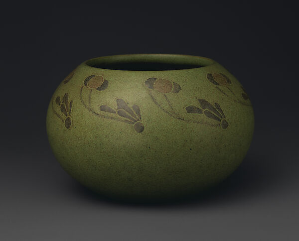 Vase with plants, Designed by Arthur E. Baggs (1886–1947), Earthenware, American 