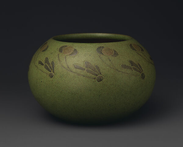 Vase with plants, Designed by Arthur E. Baggs (1886–1947), Earthenware, American