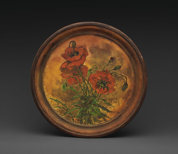 Plaque with poppies, Decorated by M. Louise McLaughlin (American, Cincinnati, Ohio 1847–1939 Cincinnati, Ohio), Porcelain, American 