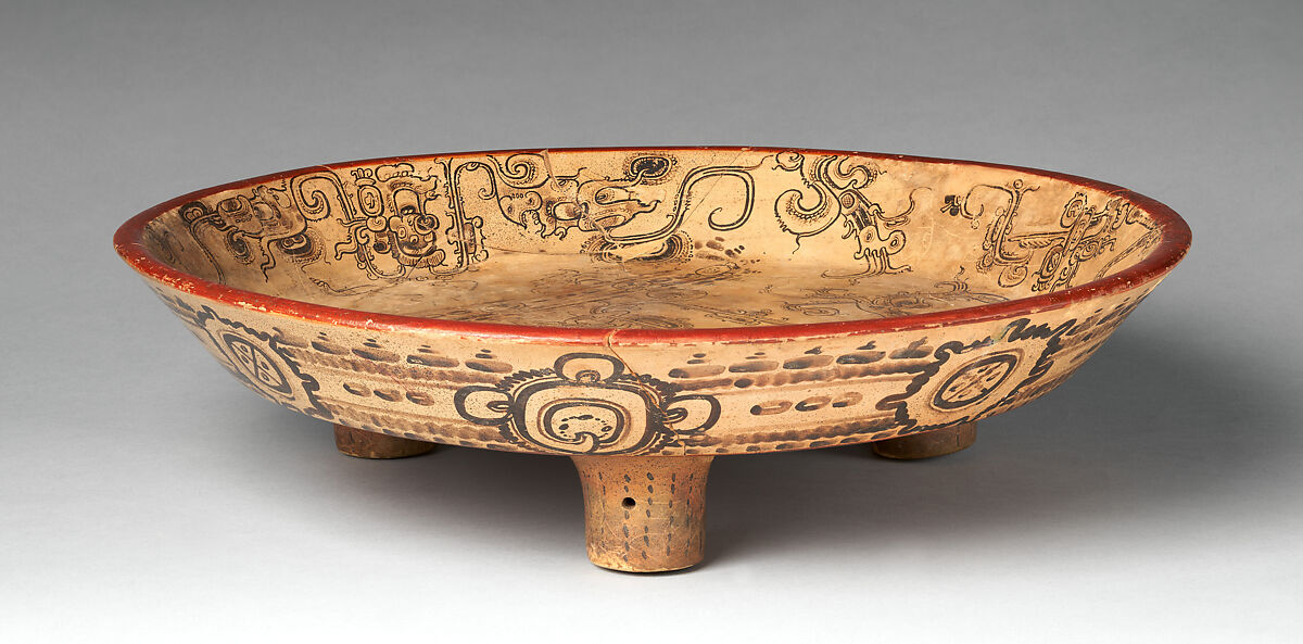 Plate with the god Chahk, Maya artist(s), Ceramic, slip, Maya