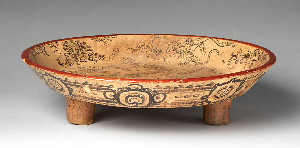 Plate with the god Chahk, Maya artist(s), Ceramic, slip, Maya