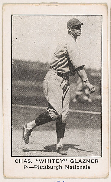 Charles "Whitey" Glazner, Pitcher, Pittsburgh Nationals, from the American Caramel Baseball Players series (E121) for the American Caramel Company, Issued by American Caramel Company, Lancaster and York, Pennsylvania, Photolithograph 