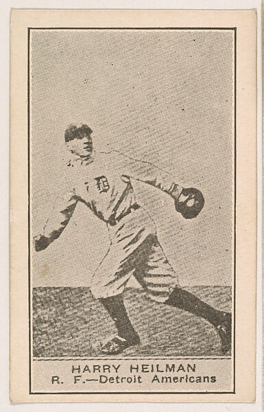 Harry Heilman, Right Field, Detroit Americans, from the American Caramels Baseball Players series (E122) for the American Caramel Company, Issued by American Caramel Company, Lancaster and York, Pennsylvania, Photolithograph 
