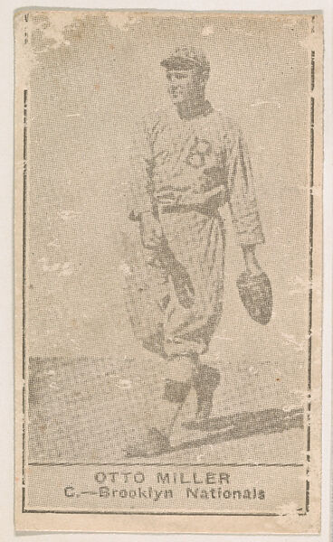 Otto Miller, Catcher, Brooklyn Nationals, from the American Caramels Baseball Players series (E122) for the American Caramel Company, Issued by American Caramel Company, Lancaster and York, Pennsylvania, Photolithograph 