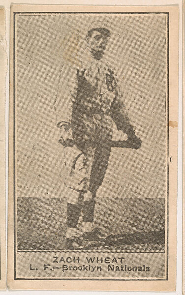 Zach Wheat, Left Field, Brooklyn Nationals, from the American Caramels Baseball Players series (E122) for the American Caramel Company, Issued by American Caramel Company, Lancaster and York, Pennsylvania, Photolithograph 