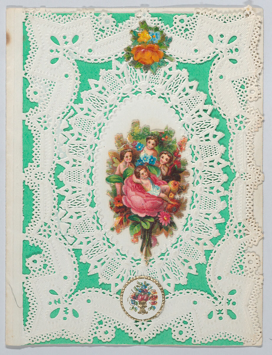 Valentine, Anonymous, Open-work cameo embossed paper, chromolithography, colored paper 