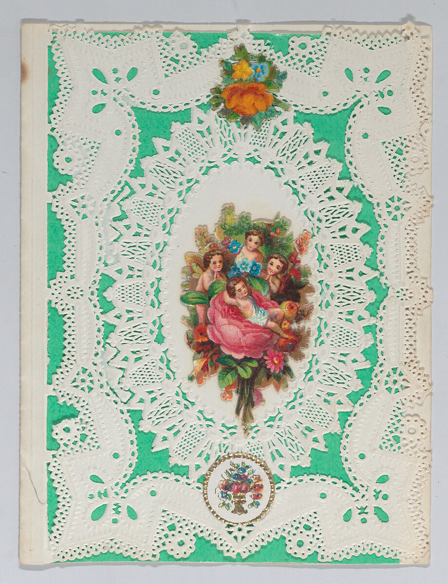 Valentine, Anonymous, Open-work cameo embossed paper, chromolithography, colored paper