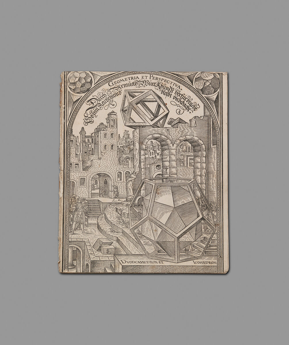 Cover Page from Geometria et Perspectiva, Lorenz Stoer (German, ca. 1530–after 1621), Woodcut in a bound volume with 13 sheets 