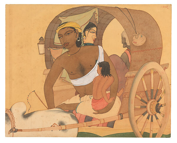 The Bullock Cart, Y. G. Srimati (Indian, 1926–2007), Watercolor on paper, India (Chennai) 