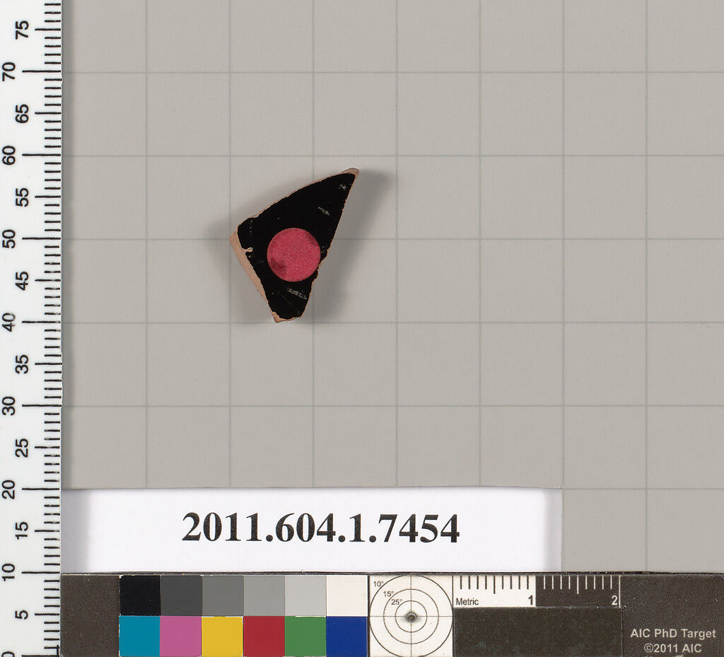 Terracotta fragment of a kylix (drinking cup), Terracotta, Greek, Attic