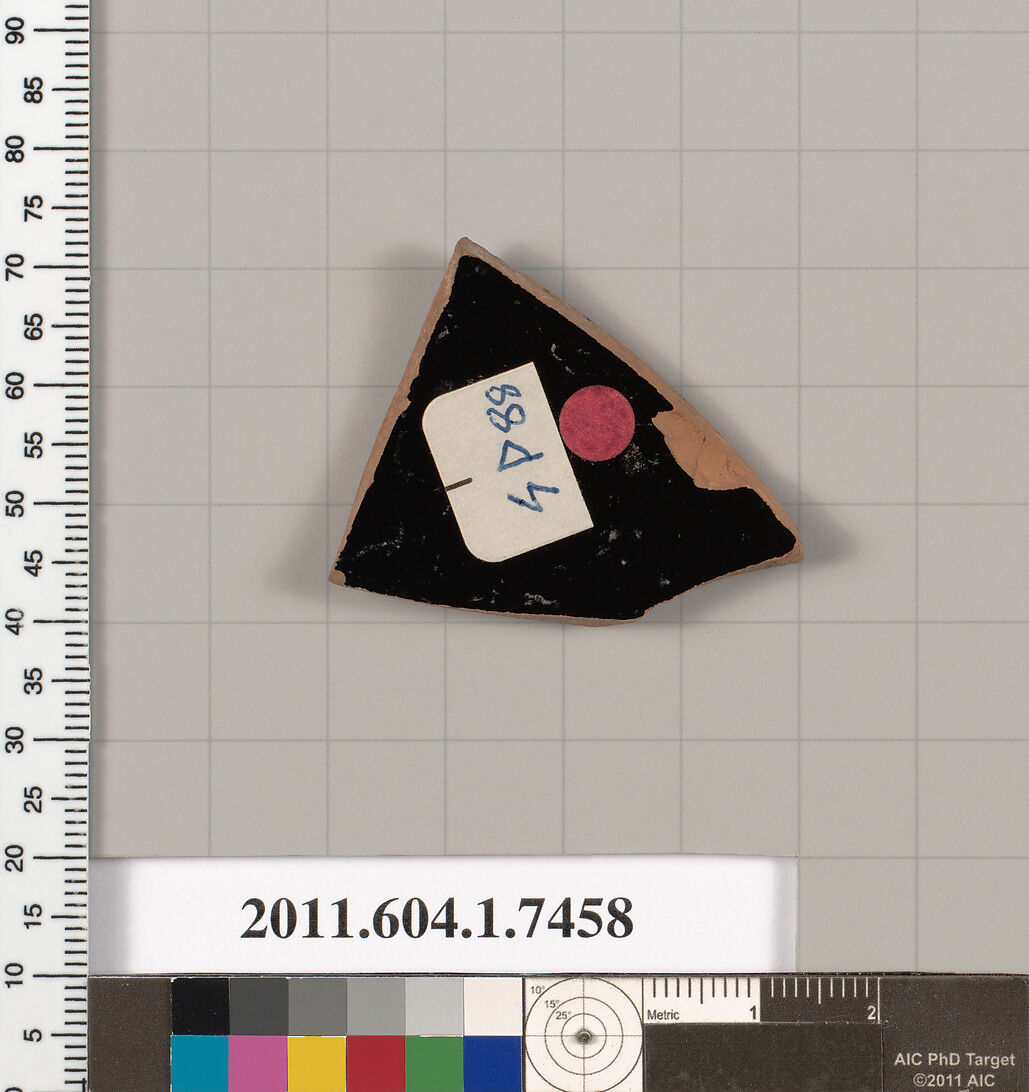 Terracotta fragment of a kylix (drinking cup), Terracotta, Greek, Attic