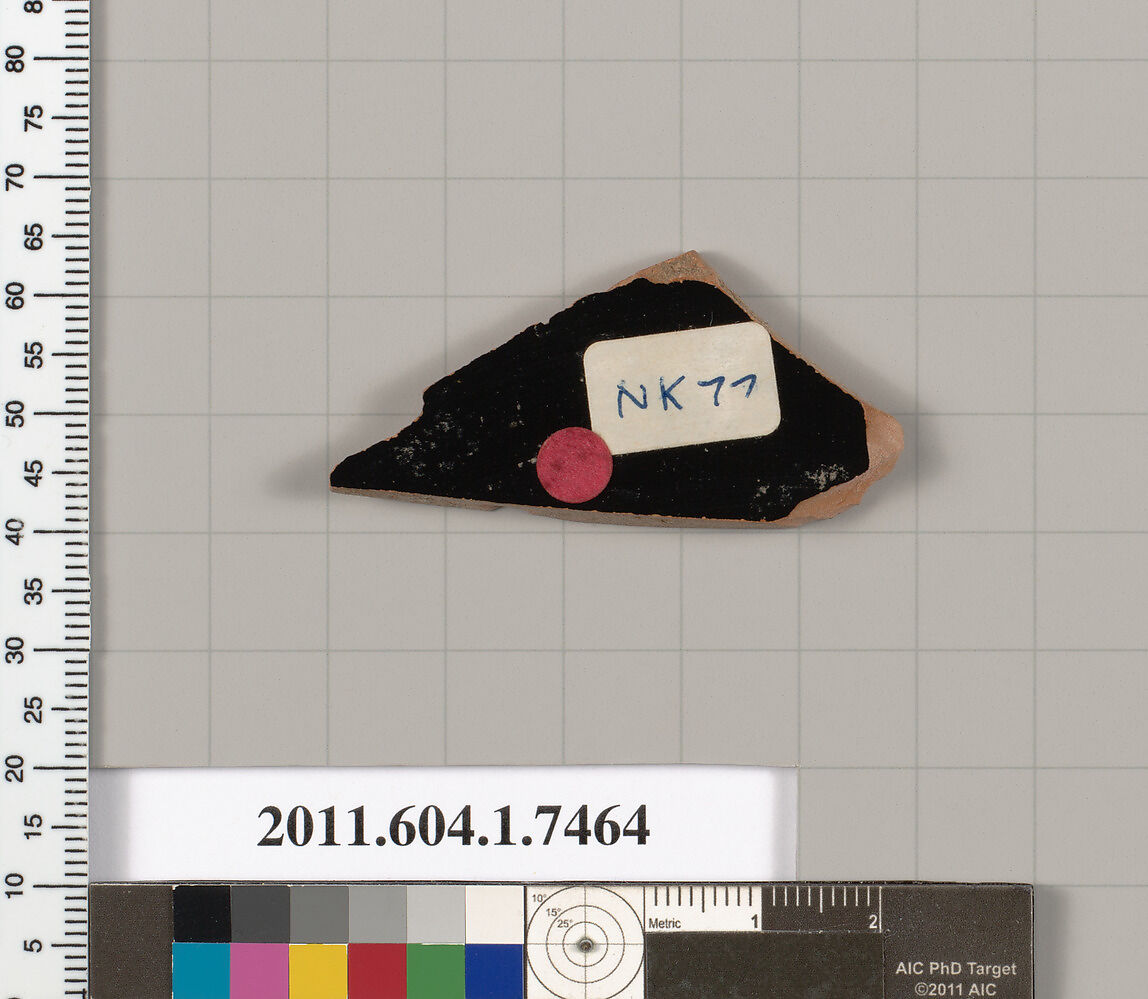 Terracotta fragment of a kylix (drinking cup), Terracotta, Greek, Attic