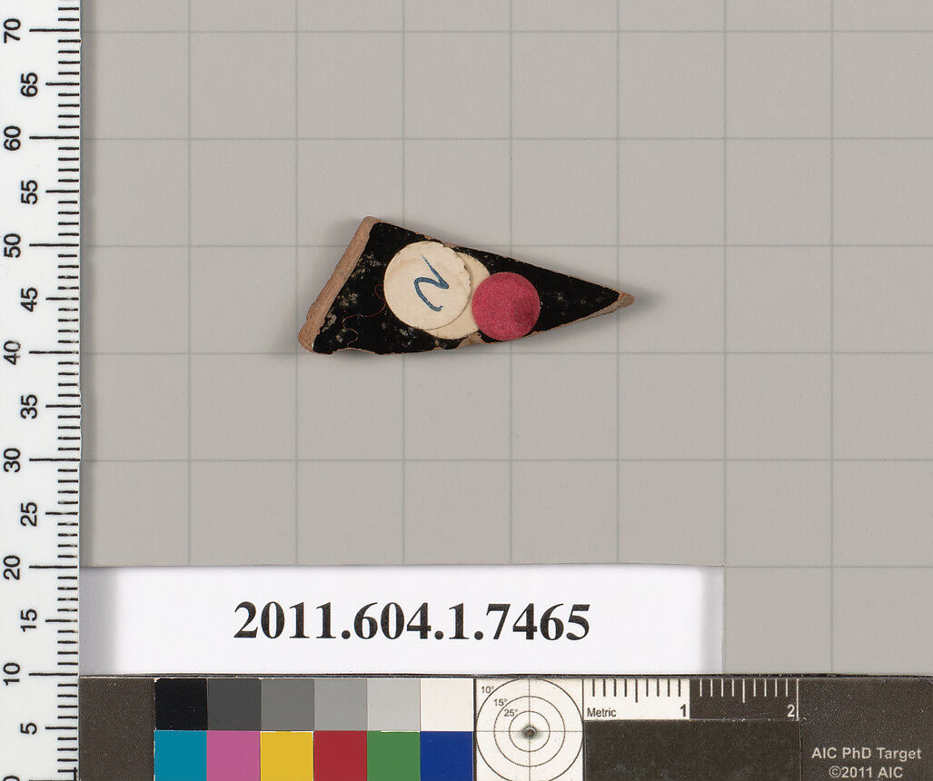 Terracotta fragment of a kylix (drinking cup), Terracotta, Greek, Attic