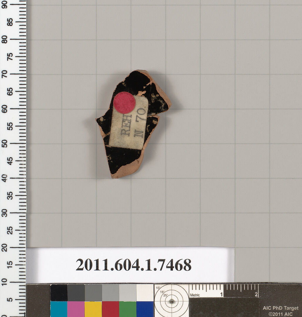 Terracotta fragment of a kylix (drinking cup), Terracotta, Greek, Attic