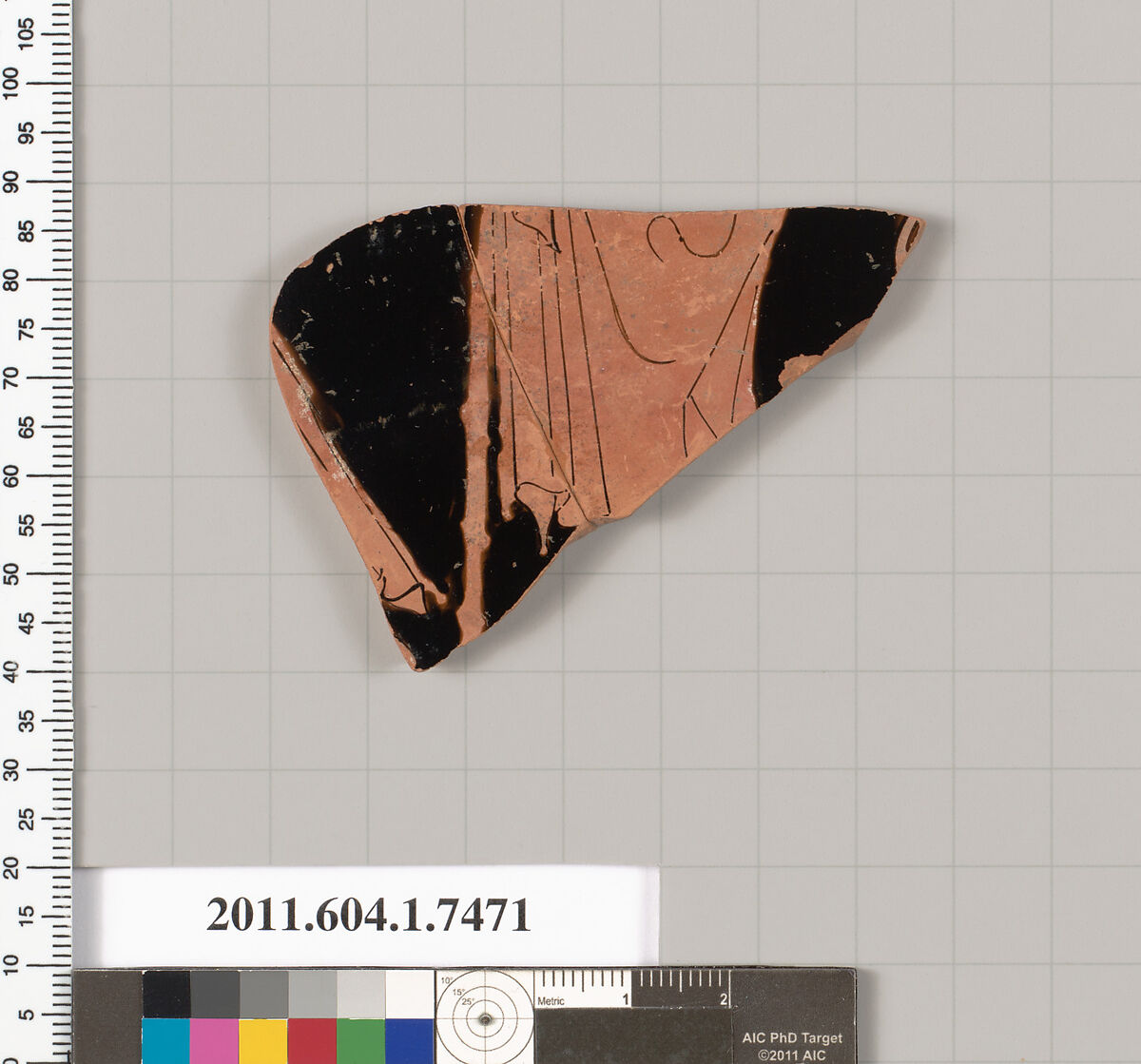 Terracotta fragment of a kylix (drinking cup), Terracotta, Greek, Attic