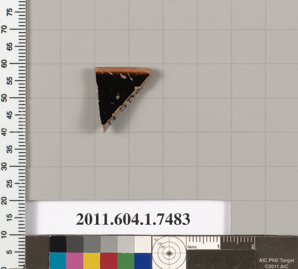 Terracotta rim fragment of a kylix (drinking cup), Terracotta, Greek, Attic
