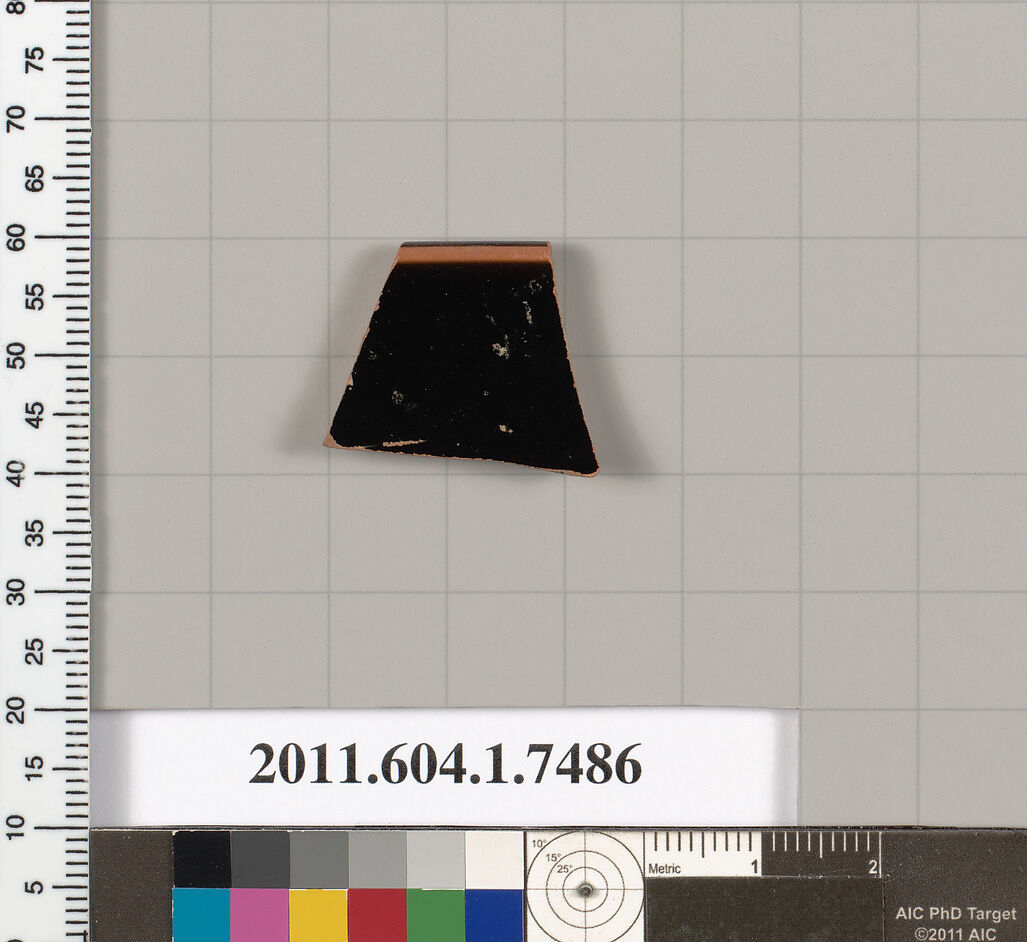 Terracotta rim fragment of a kylix (drinking cup), Terracotta, Greek, Attic