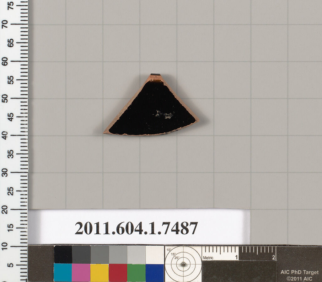 Terracotta rim fragment of a kylix (drinking cup), Terracotta, Greek, Attic