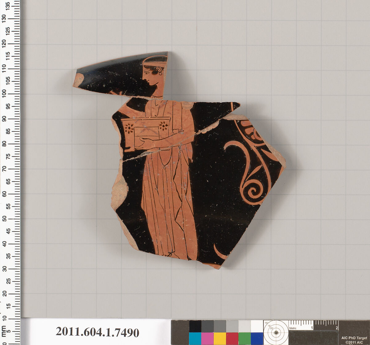 Terracotta rim fragment of a kylix (drinking cup), Attributed to the Painter of Louvre G 456 [DvB], Terracotta, Greek, Attic
