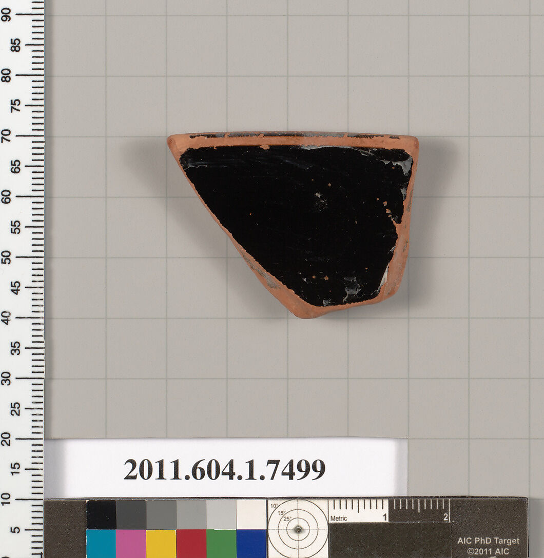 Terracotta rim fragment of a kylix (drinking cup), Terracotta, Greek, Attic