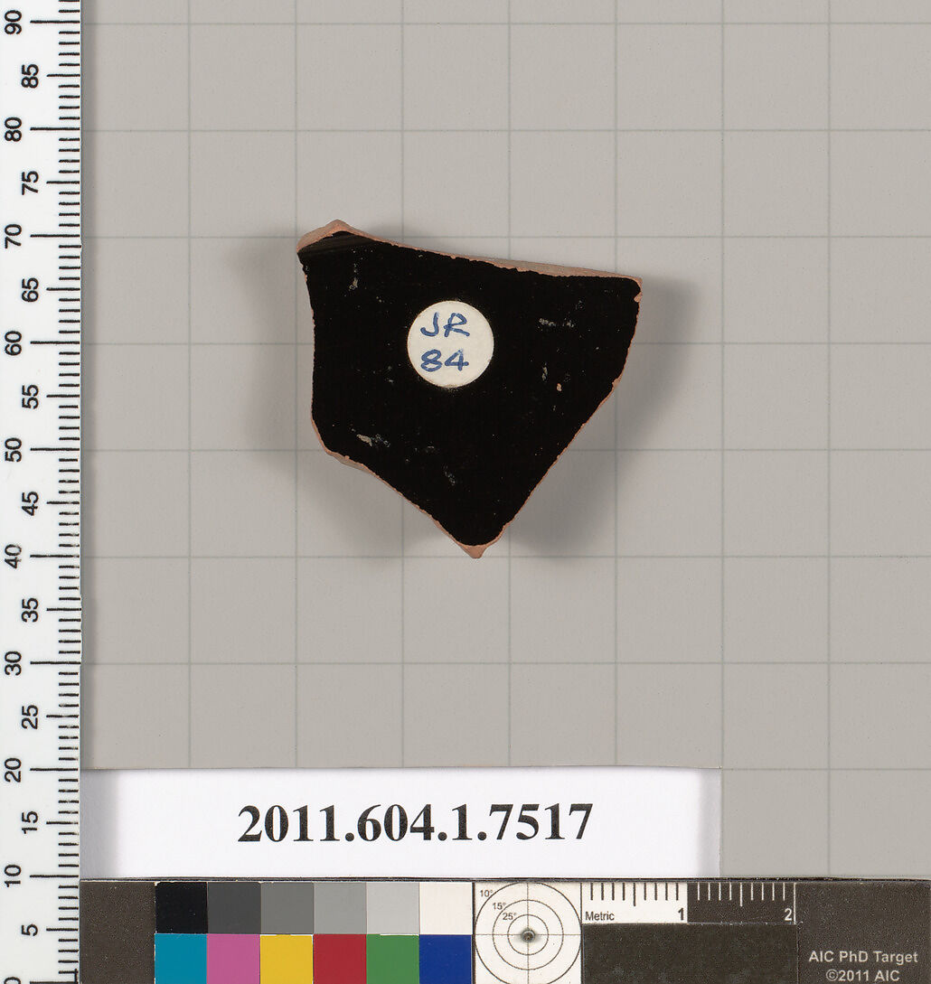 Terracotta fragment of a kylix (drinking cup), Terracotta, Greek, Attic
