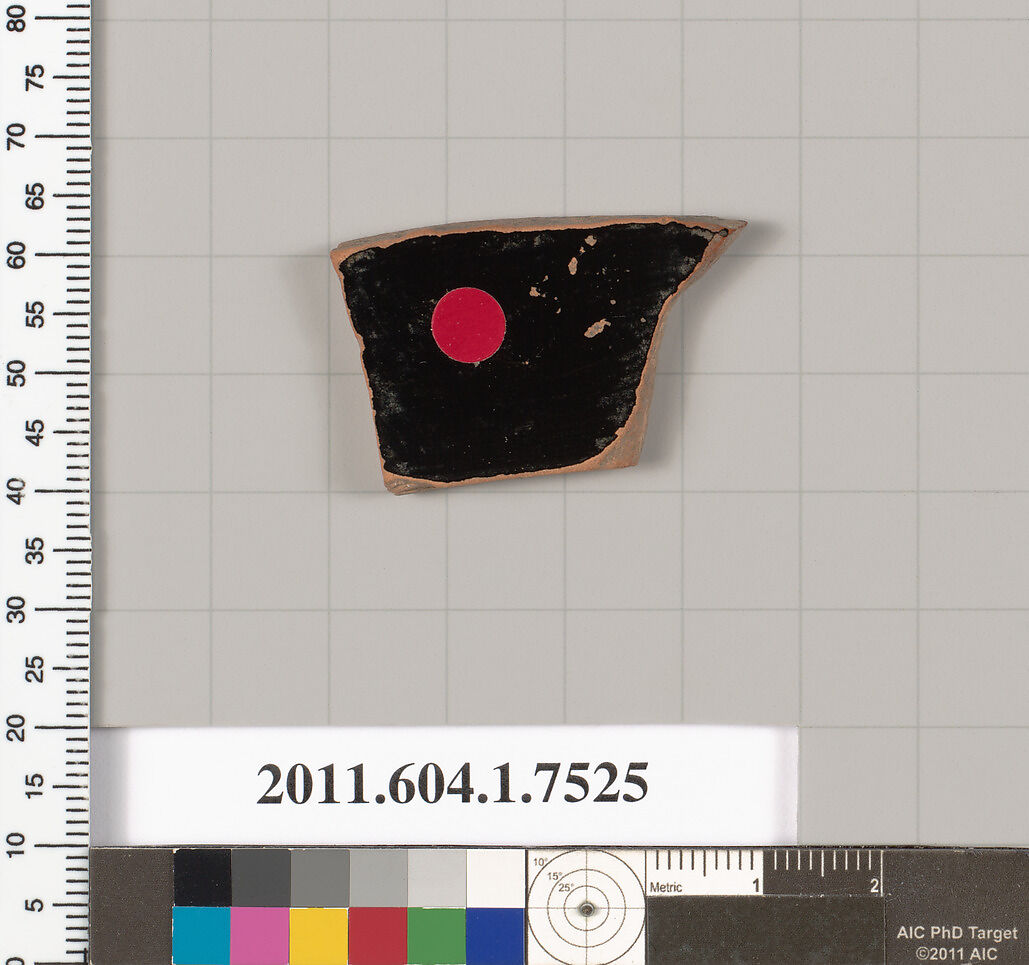 Terracotta fragment of a kylix (drinking cup), Terracotta, Greek, Attic