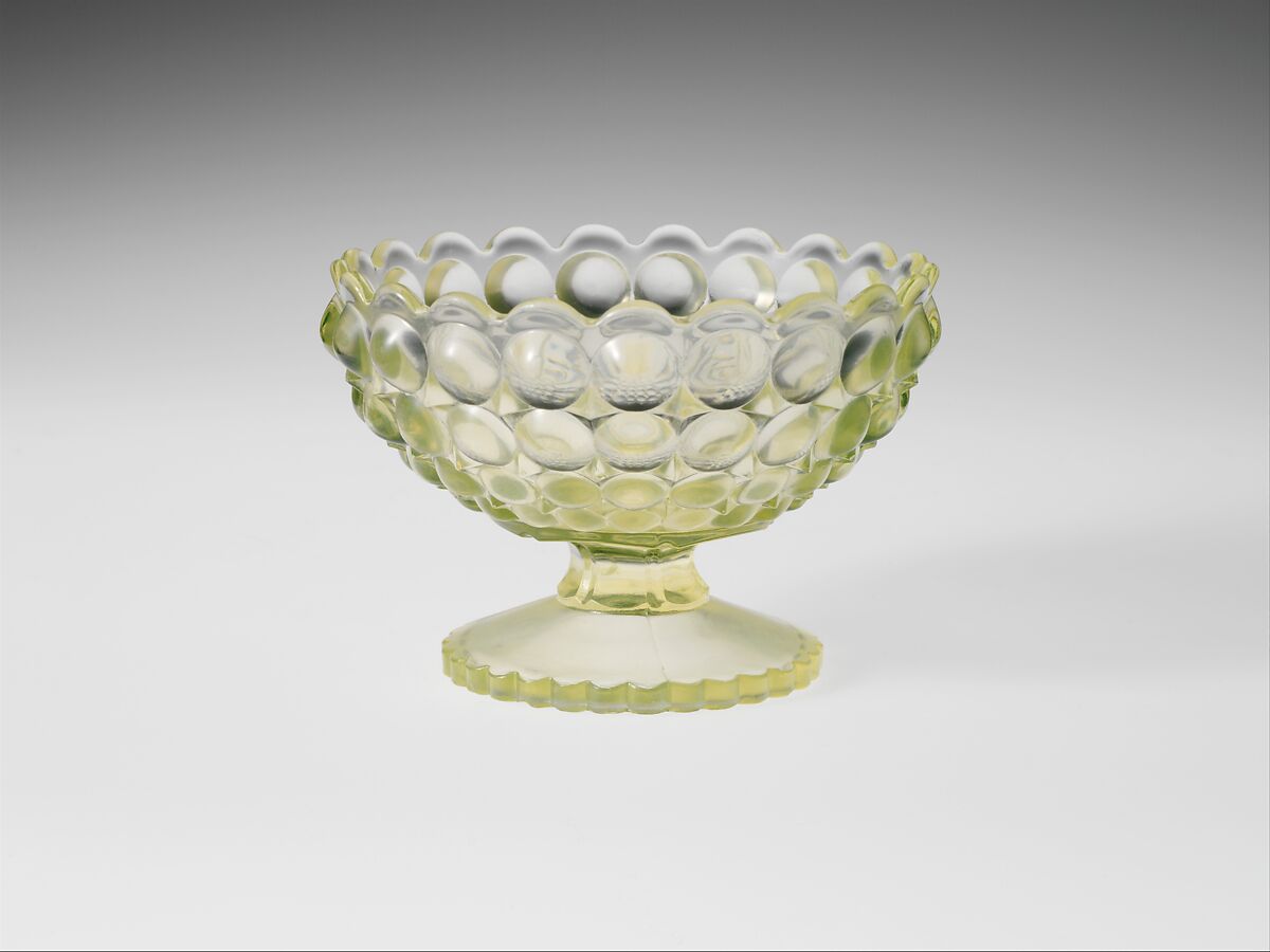 Sauce Dish, Richards and Hartley Flint Glass Co. (ca. 1870–1890), Pressed yellow glass, American 