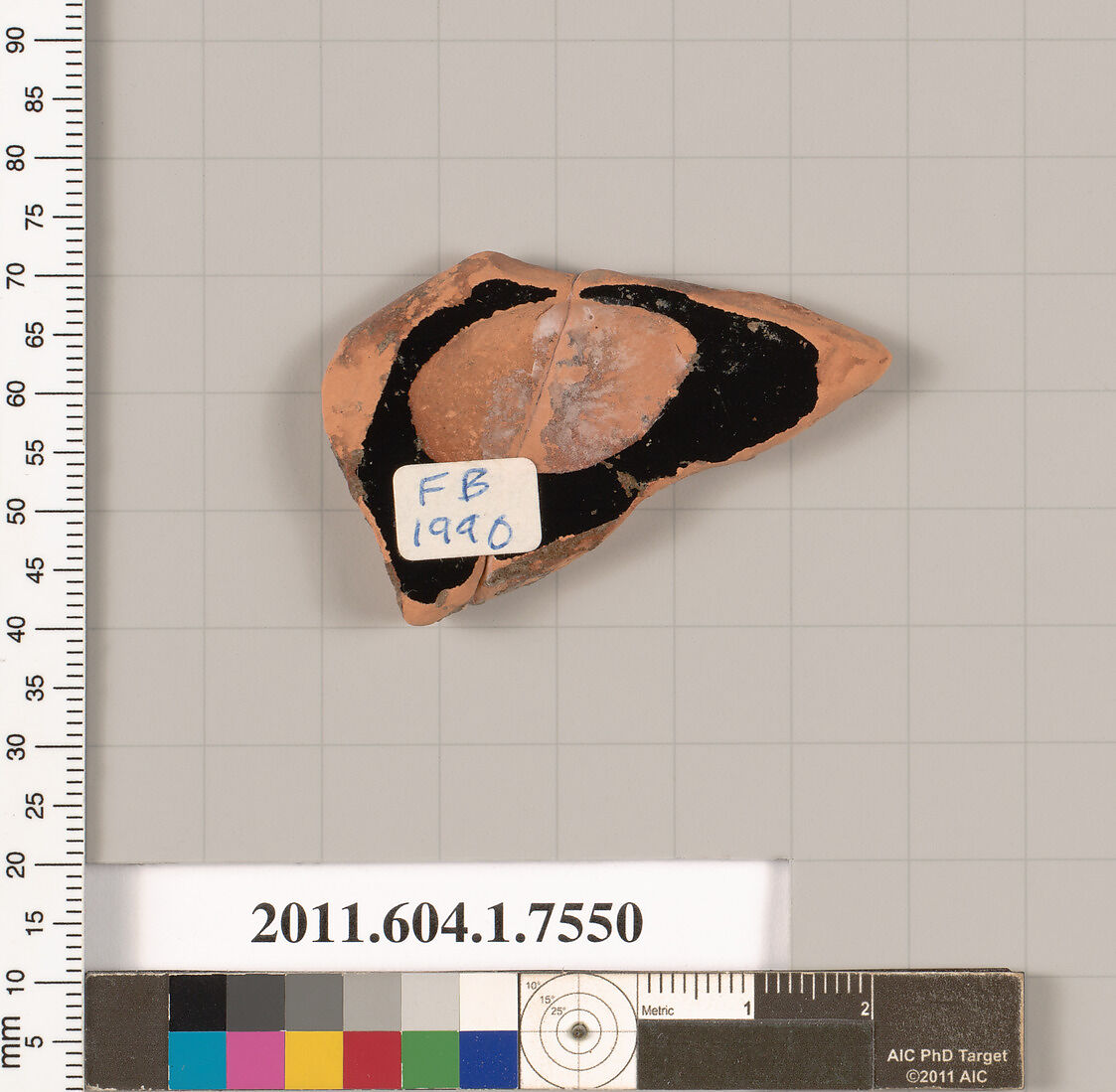 Terracotta fragment of a kylix (drinking cup), Terracotta, Greek, Attic