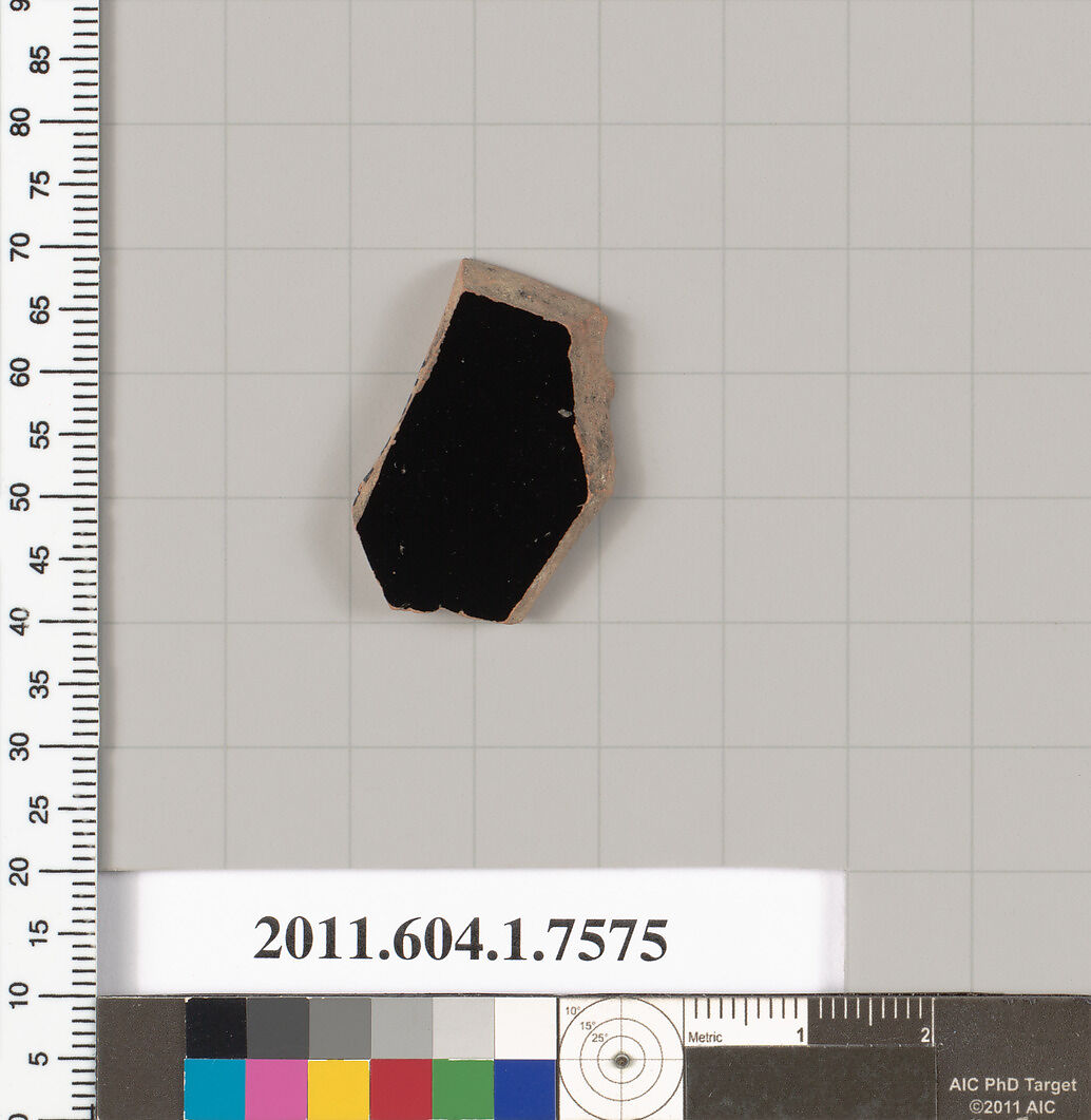 Terracotta fragment of a kylix (drinking cup), Terracotta, Greek, Attic