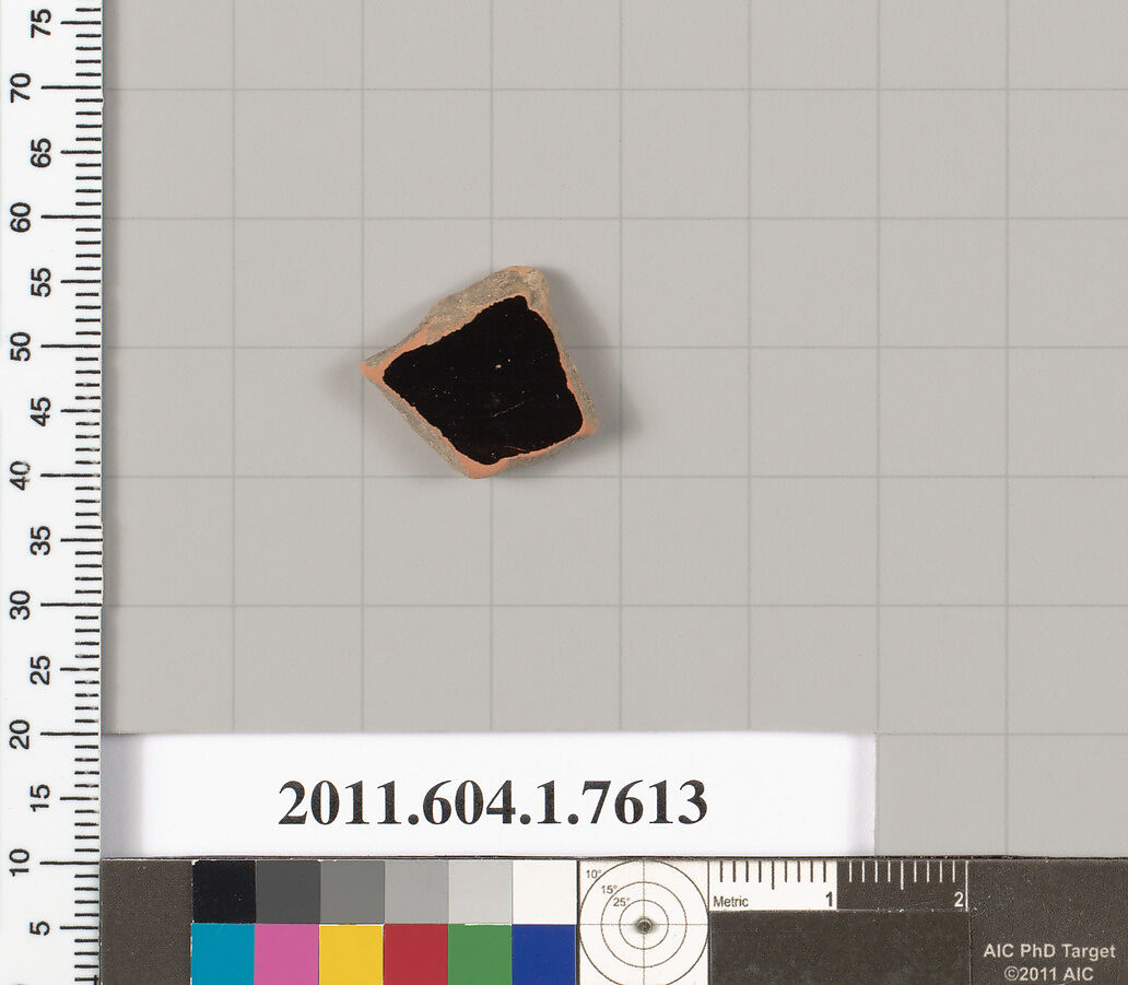 Terracotta fragment of a kylix (drinking cup), Terracotta, Greek, Attic