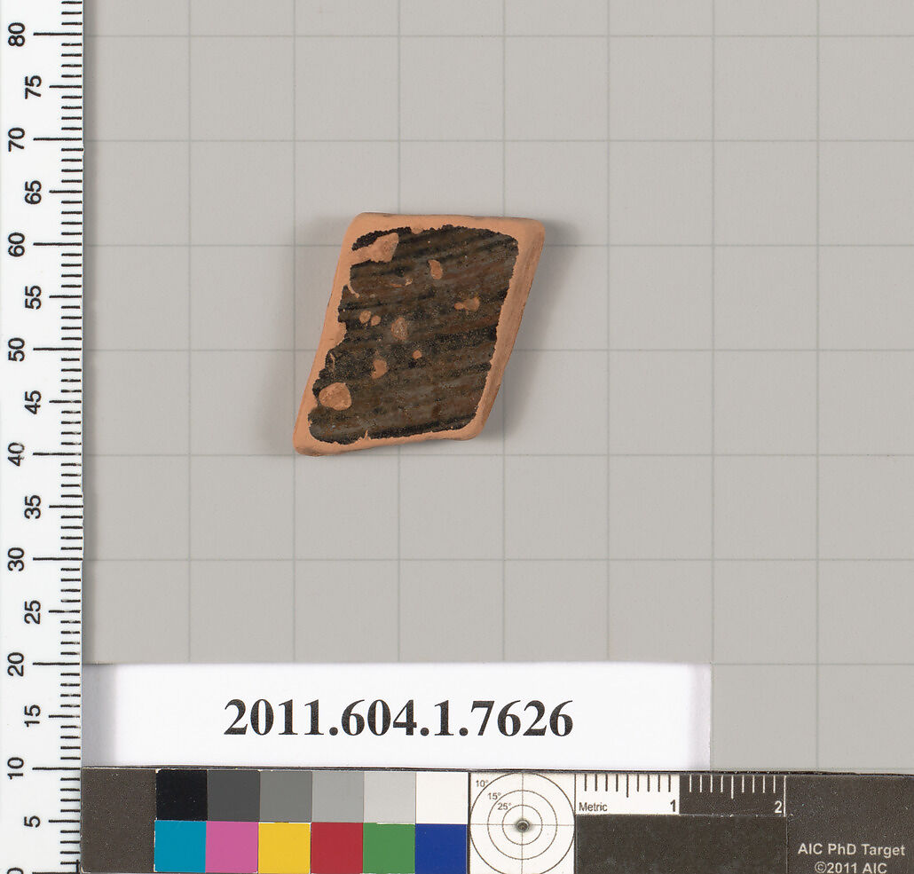 Terracotta fragment of a kylix (drinking cup), Terracotta, Greek, Attic