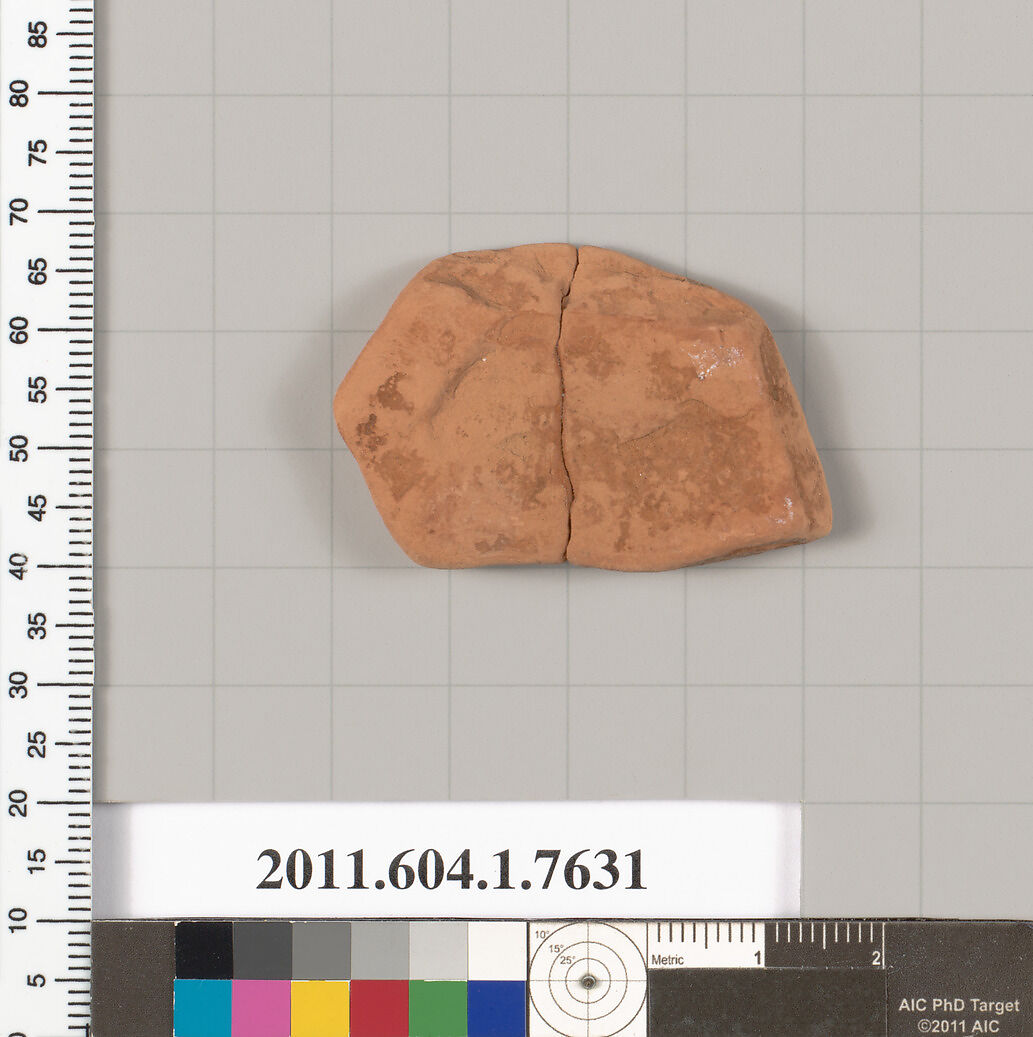 Terracotta fragment of a kylix (drinking cup), Terracotta, Greek, Attic