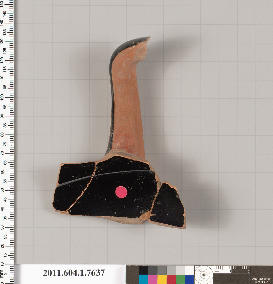 Terracotta fragment of a kylix (drinking cup), Terracotta, Greek, Attic