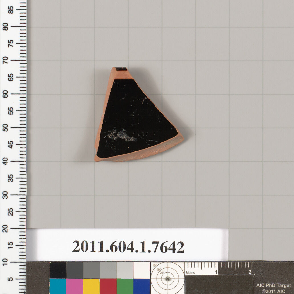 Terracotta rim fragment of a kylix (drinking cup), Terracotta, Greek, Attic