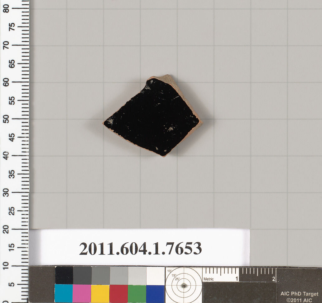 Terracotta fragment of a kylix (drinking cup), Terracotta, Greek, Attic