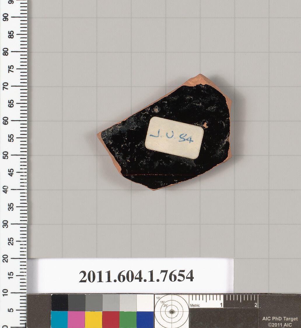 Terracotta fragment of a kylix (drinking cup), Terracotta, Greek, Attic