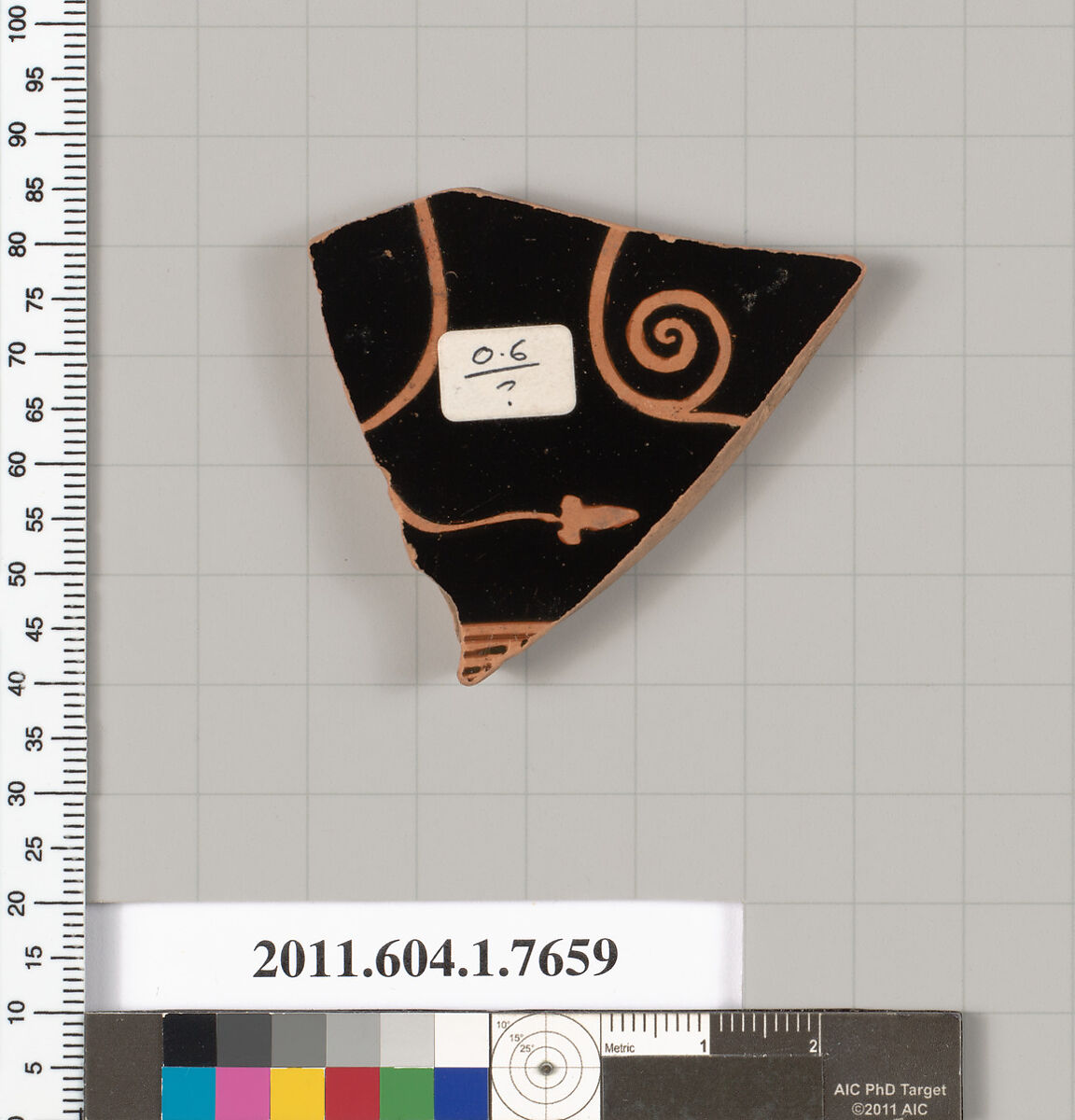 Terracotta fragment of a kylix (drinking cup), Terracotta, Greek, Attic