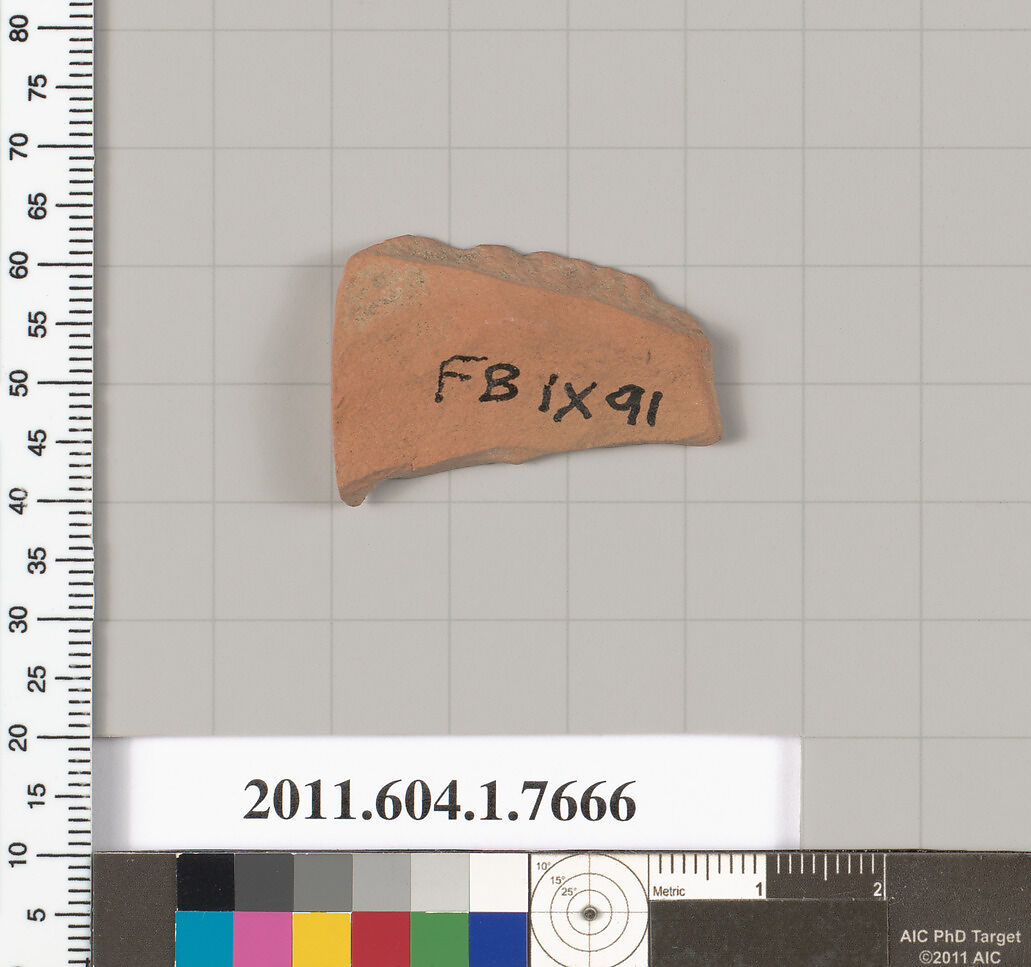 Terracotta fragment of a kylix (drinking cup), Terracotta, Greek, Attic