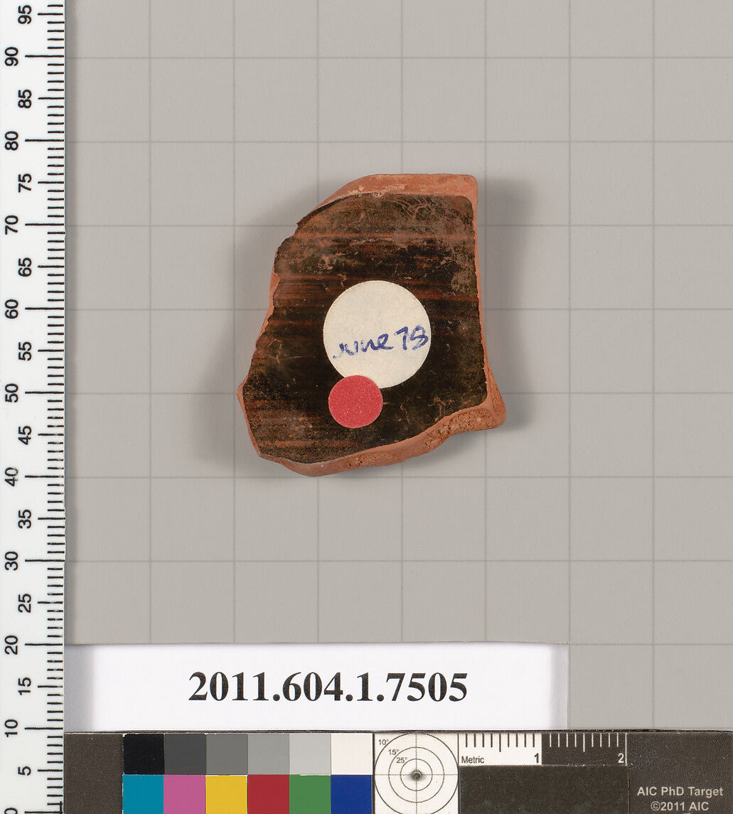 Terracotta rim fragment of a kylix (drinking cup), Terracotta, Greek, Attic