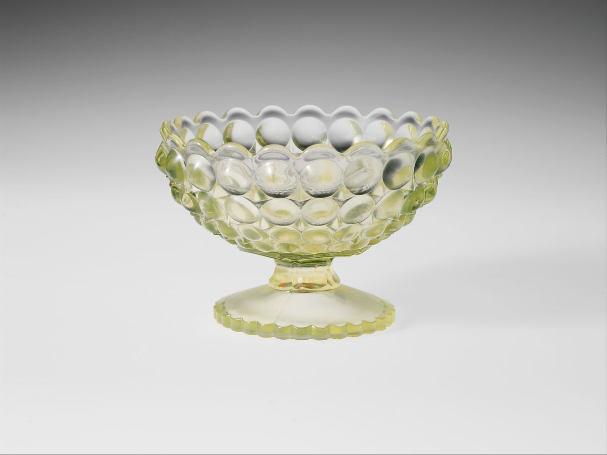 Sauce Dish, Richards and Hartley Flint Glass Co. (ca. 1870–1890), Pressed yellow glass, American 