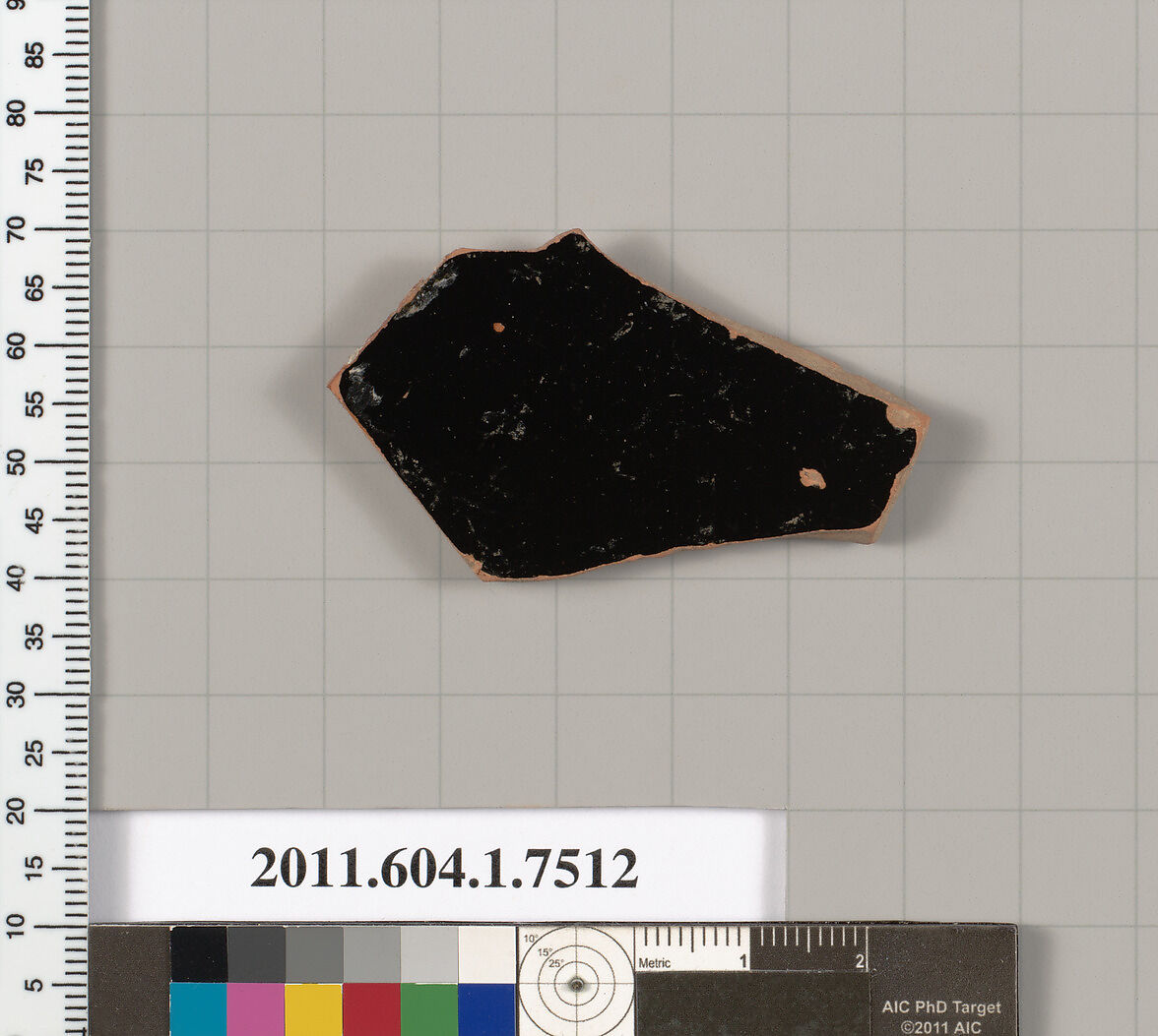 Terracotta fragment of a kylix (drinking cup), Terracotta, Greek, Attic