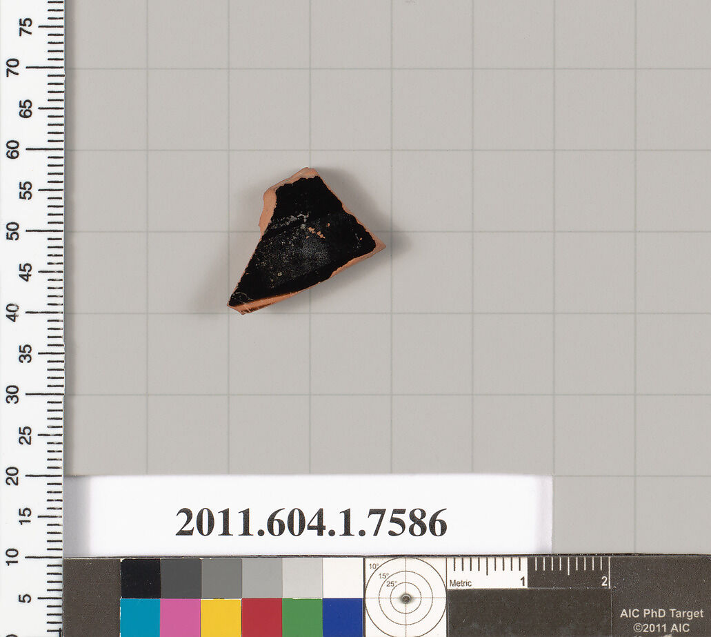 Terracotta fragment of a kylix (drinking cup), Terracotta, Greek, Attic