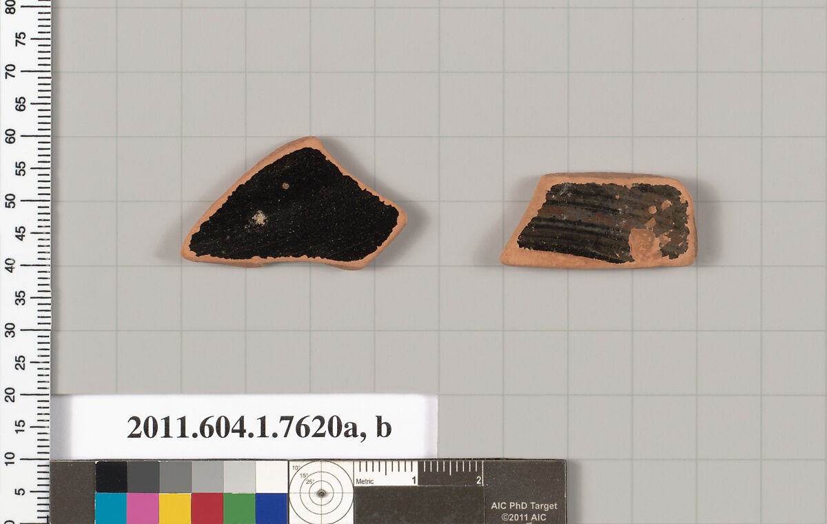 Terracotta fragments of kylikes (drinking cups), Terracotta, Greek, Attic