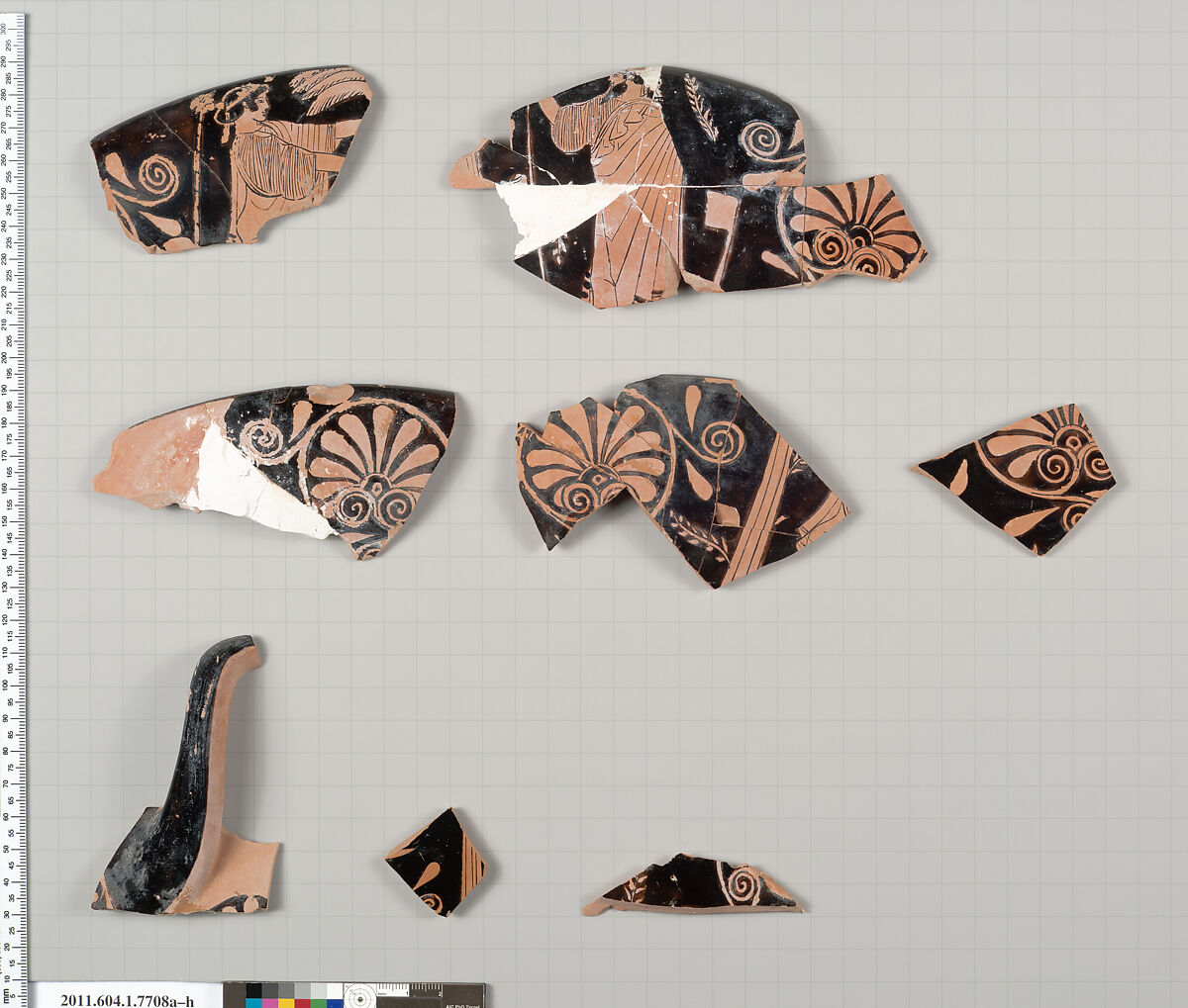 Terracotta fragments of a kylix (drinking cup), Terracotta, Greek, Attic
