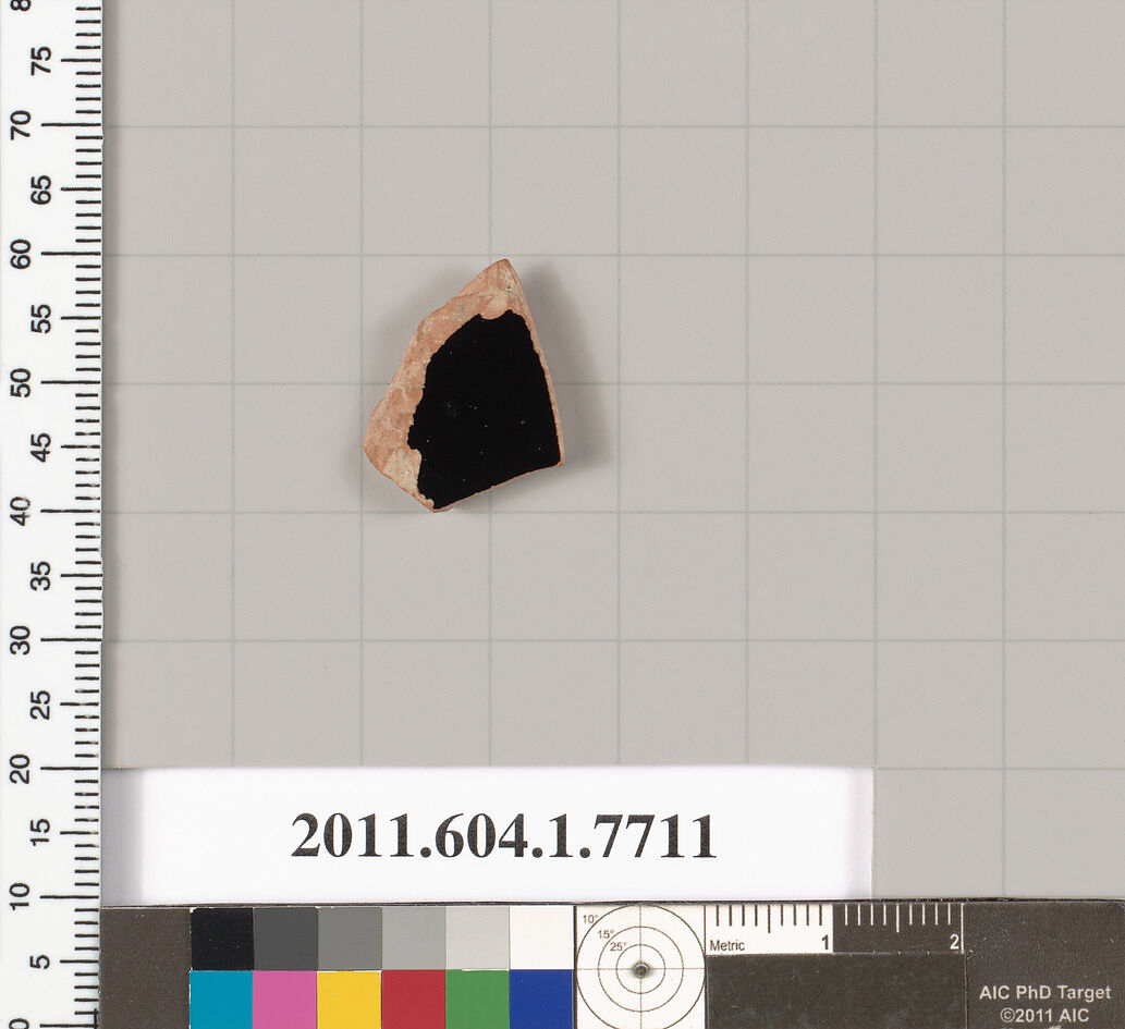 Terracotta fragment of a kylix (drinking cup), Terracotta, Greek, Attic