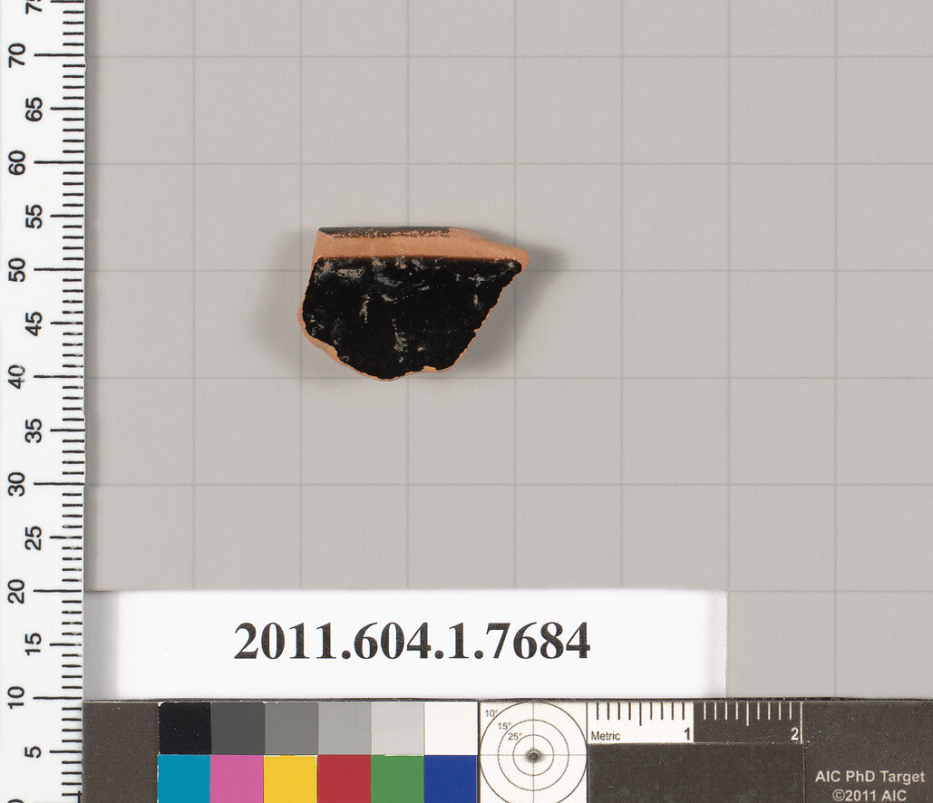 Terracotta rim fragment of a kylix (drinking cup), Terracotta, Greek, Attic