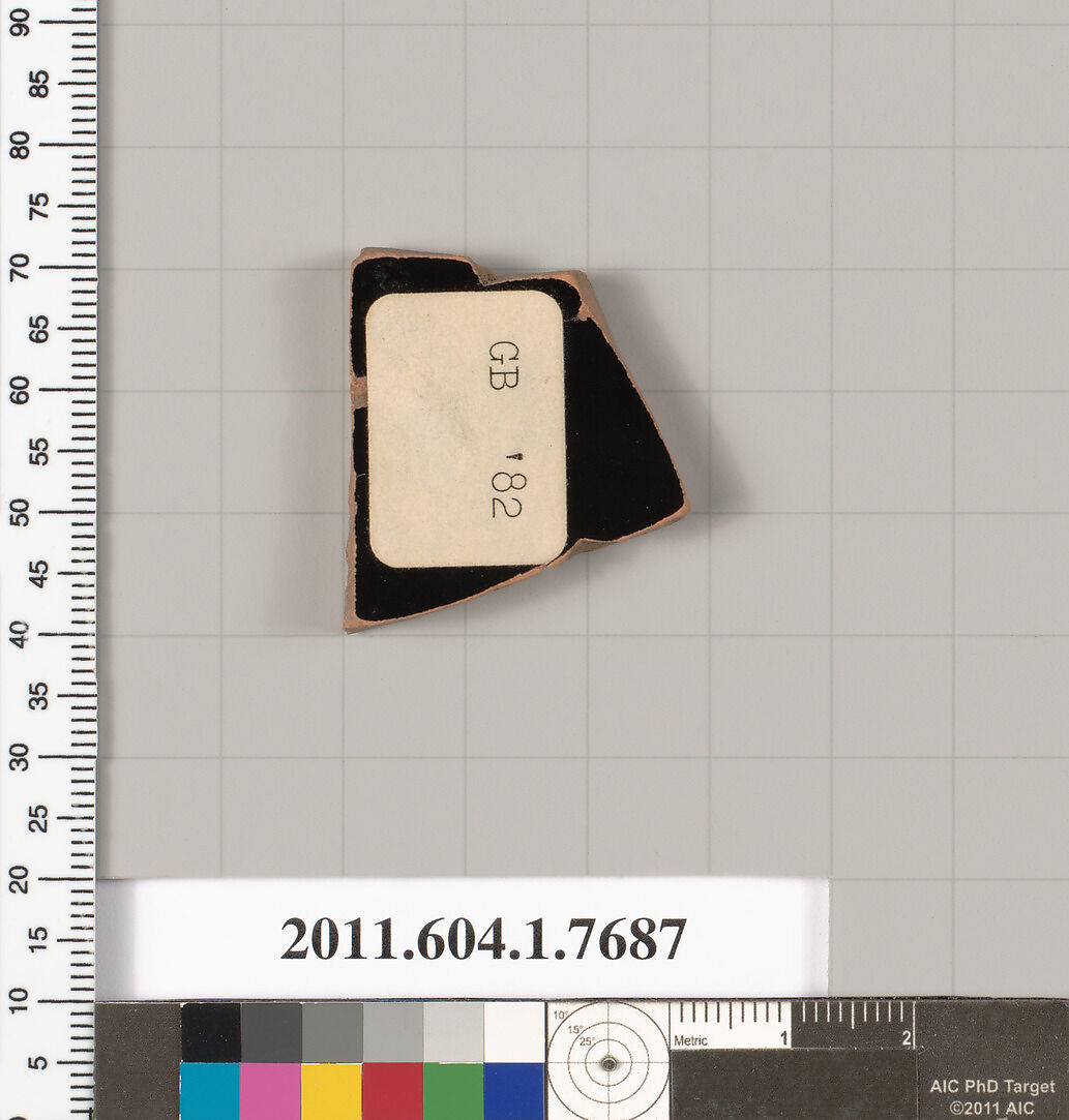Terracotta fragment of a kylix (drinking cup), Terracotta, Greek, Attic