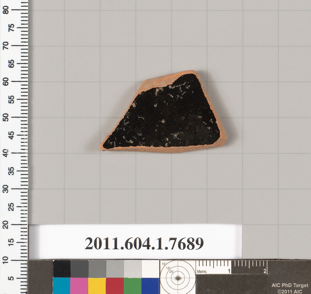 Terracotta fragment of a kylix (drinking cup), Terracotta, Greek, Attic
